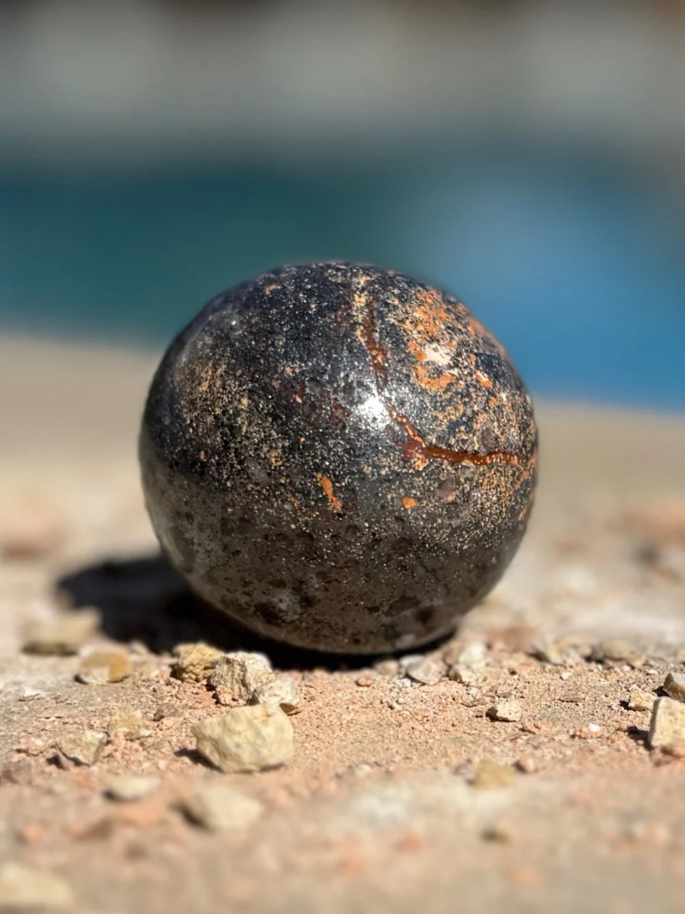 Lake Superior Patina Hematite Crystal Sphere/Dark Grey Metallic Crystal Ball